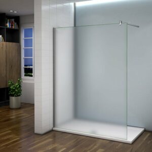 Paroi de douche sablé 100x200cm avec barre de fixation 90cm en carré