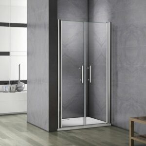 Porte de douche battante 110x197cm pivotante à 180° en verre 6mm anticalcaire