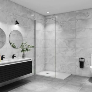 Paroi de douche 80x200cm verre 10mm avec barre de fixation 90cm Pince renforcée