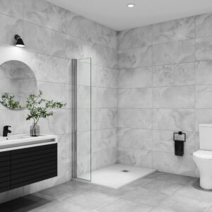 Paroi de douche italienne pivotante 35x200cm en verre trempé 8mm anticalcaire