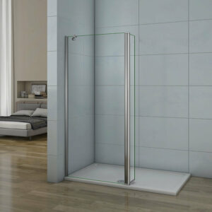 Paroi de douche 40+30x200cm avec barre de fixation d'angle 45cm, verre 8mm anticalcaire, AICA paroi de douche à l'italienne avec retour pivotant 30cm