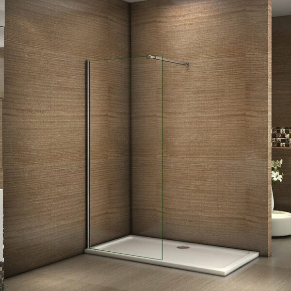 Paroi de douche 50x200cm avec barre de fixation en chromé