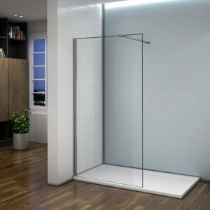 Paroi de douche 120x200cm en verre trempé 8mm avec barre de fixation chromée