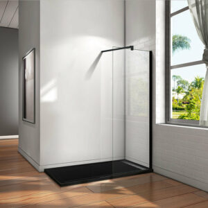 Paroi de douche 60x200cm en verre trempé noir mat