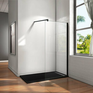 Paroi de douche 90x200cm en verre trempé 8mm avec barre de fixation en carré