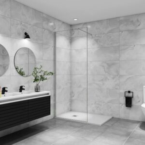 Paroi de douche 140x200cm verre 10mm avec barre de fixation 90cm Pince renforcée, AICA paroi de douche à l'italienne en verre securit anticalcaire