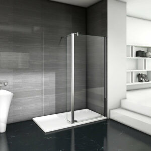 Paroi de douche 80+40x200cm avec barre de fixation 140cm en carré