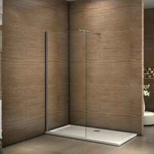 Paroi de douche 30x200cm avec barre de fixation 73-120cm en carré, AICA paroi de douche à l'italienne en 8mm verre anticalcaire et securit