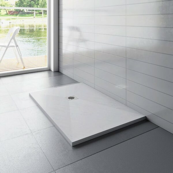 Receveur de douche 100x80cm avec grille en ABS - AICA bac à douche rectangulaire blanc anti-dérapant