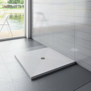 Receveur de douche 90x90cm avec grille en ABS - AICA bac à douche carré extra-plat blanc anti-dérapant