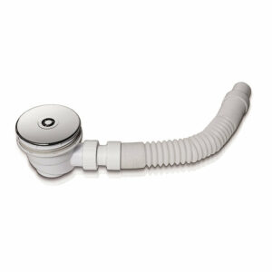 AICA Bonde de receveur avec siphon 90cm, blanc et chromé - Diamètre 90mm