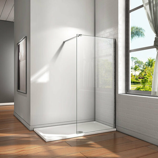 Paroi de douche 110x200cm verre 10mm avec barre de fixation 73-120cm en carré, AICA paroi de douche à l'italienne en verre securit anticalcaire
