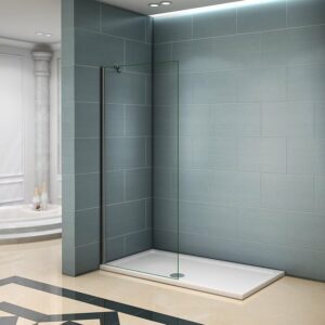 Paroi de douche 30x200cm en verre trempé avec barre de fixation d'angle