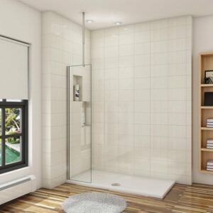 Paroi de douche 30x200cm avec barre de fixation au plafond 90-150cm, AICA