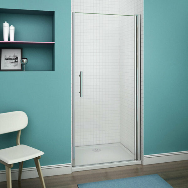 Porte de douche pivotante en verre trempé 90x187cm anticalcaire