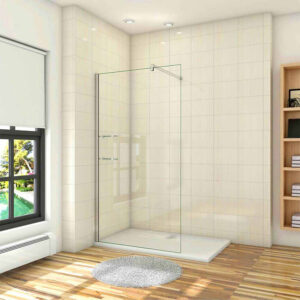 Paroi de douche 80x190cm avec étagères et barre de fixation