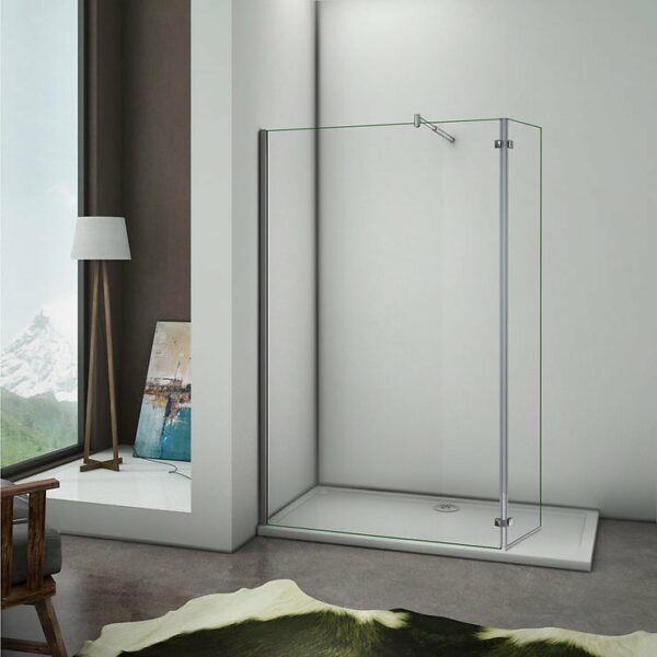 Paroi de douche avec retour pivotant 90+40x200cm, charnières, AICA