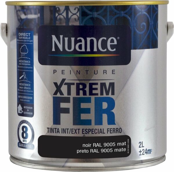 Peinture XTREM Fer Noir Mat 2L - Idéale pour la protection du fer