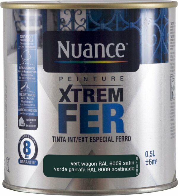 Peinture XTREM Fer - Vert wagon - Satin - 0.5L pour une protection optimale des métaux ferreux