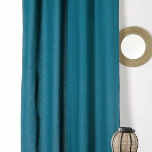 Rideau tamisant en coton et lin - Bleu parfait - 135x260 cm, finition œillets pour intérieur élégant