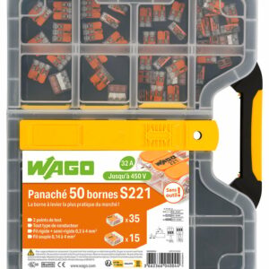 Mallette de 50 bornes Wago S221 35x2 et 15x3 entrées - Connexion rapide sans outil