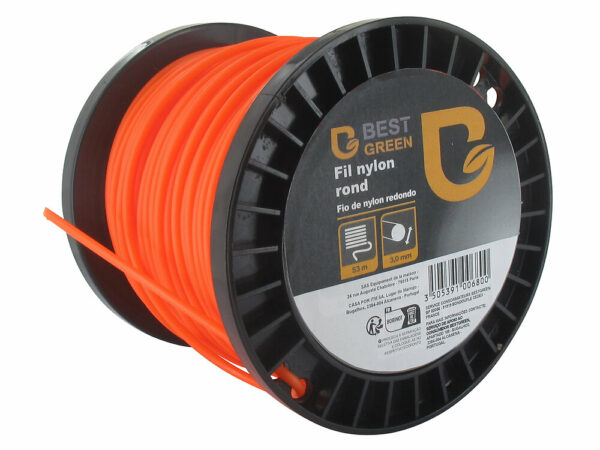 Bobine fil débroussailleuse nylon rond - Orange - 3 mmx53m