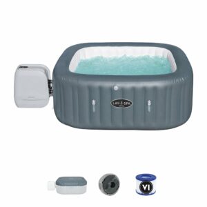 Spa gonflable carré 4-6 places - Hydrojets et AirJet™ - Dimensions 180x180x71cm - Idéal relaxation extérieur