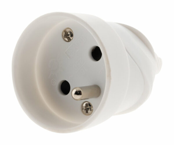 Fiche électrique femelle 2 pôles + terre 16A blanc pour rallonge ou réparation