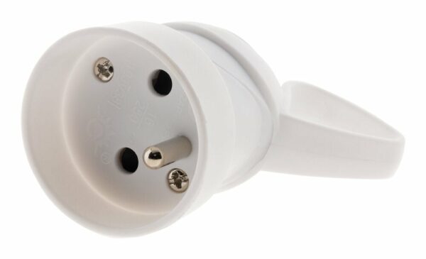 Fiche électrique femelle à anneau 2 pôles + terre 16A - Blanc, 3680W, Facile à Débrancher