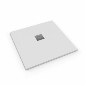 Receveur de douche carré 80x80cm en marbre coulé blanc avec siphon