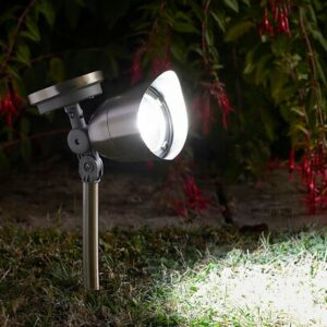 Spot solaire à piquer Mega 10 lumens - Acier inoxydable - 33x17.5CM