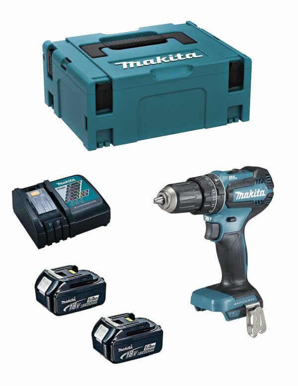 Perceuse à Percussion MAKITA DHP485RTJ (2 x 5,0 Ah DC18RC MAKPAC 2)