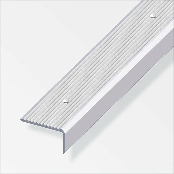 Profilé de marche en aluminium 14x23mm, rainure percée, 1m – Finition argent anodisé