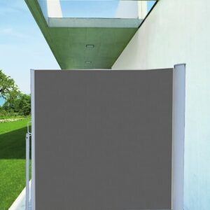 Rideau de Terrasse Rétractable Gris Acier - Opaque, Design & Robuste - 1,6x3m
