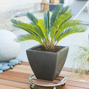 Support pot de fleurs Flora Roll Metal Wood Diamètre 35cm