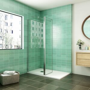 Paroi de douche 90x200cm avec retour pivotant en verre securit 8mm