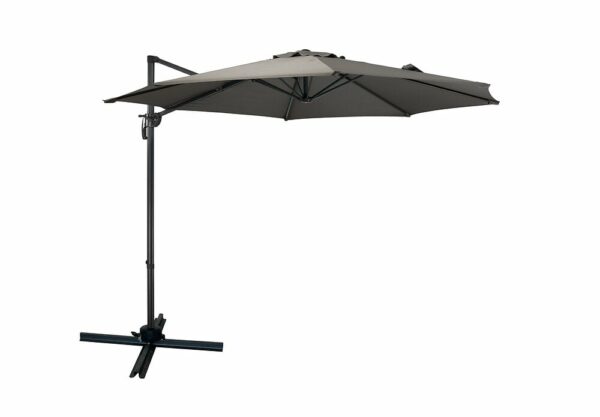 Parasol décentré en aluminium 3m Gris Anthracite - Rotation 360° pour Terrasse et Jardin