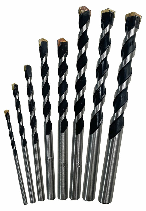 Coffret de forets à béton - Lot de 8, tailles de 3mm à 10mm, acier 40Cr, carbure YG8