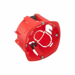 Boîtier d'encastrement mur creux 1 poste rouge, diamètre 67mm – Idéal pour cloison sèche