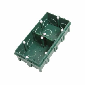 Boîtier d'encastrement double sens mural plein 2 postes – Diamètre 65 mm – Vert