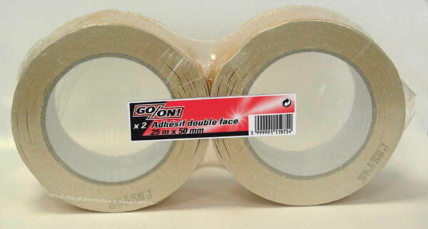 Adhésif Double Face 25x50mm - Lot de 2 pour Bricolage et Rénovation