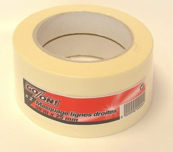 Lot de 2 rouleaux de masquage 50m x 25mm – Idéal pour la peinture en intérieur