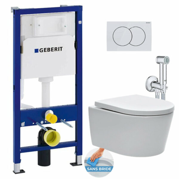 Pack WC Bati-support Geberit Duofix + WC sans bride SAT