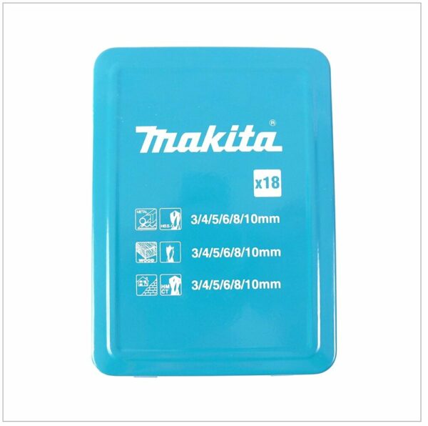 Coffret 18 forets pour bois, métal et béton, à emmanchement cylindrique MAKITA D-46202
