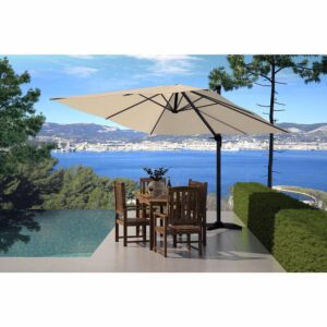 Parasol déporté et rotatif 3 x 3m écru PALATINO pour un ombrage efficace