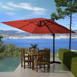 Parasol déporté et rotatif 3 x 3m terracotta PALATINO