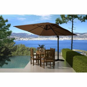 Parasol déporté et rotatif 3 x 3 m chocolat PALATINO
