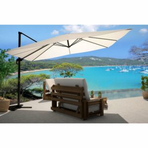 Parasol déporté et rotatif 3 x 4 m écru CESARE
