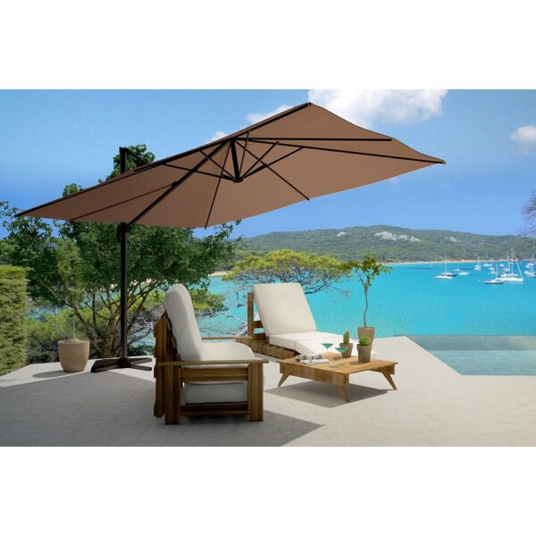 Parasol déporté et rotatif 3 x 4 m chocolat CESARE