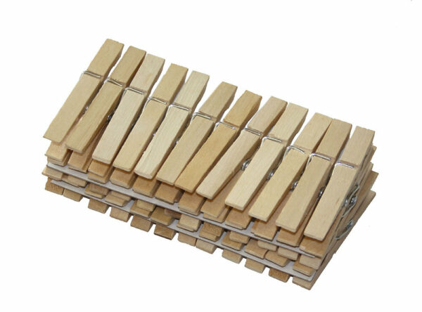 36 Pinces à Linges en Bois avec Ressort en Acier Zingué – Lot de 36
